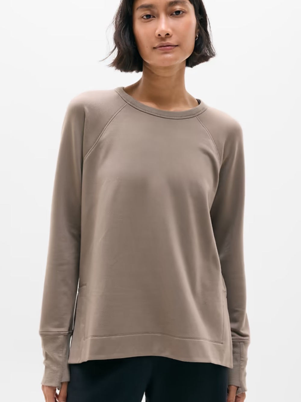 Athleta Coaster Luxe Recover Sweatshirt Mineral Brown Soft Cozy Size SP